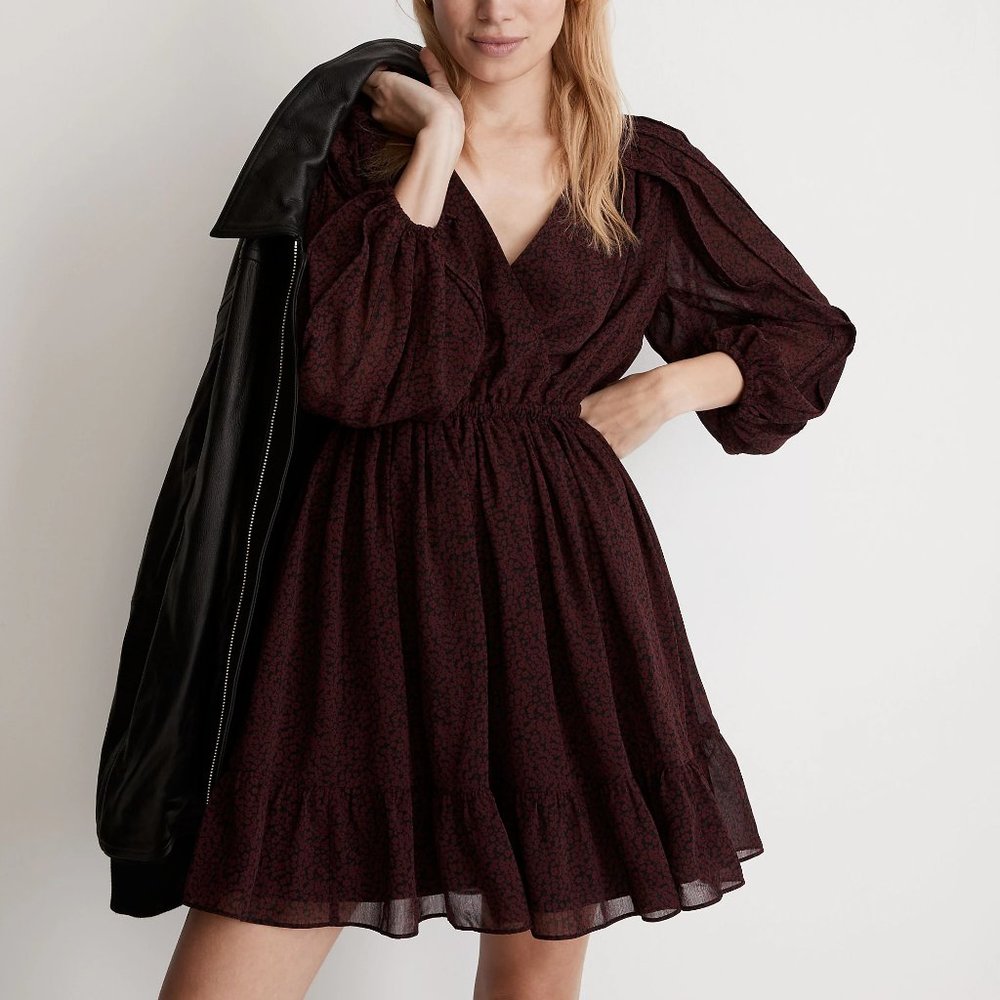 ❌SOLD❌ NWT Madewell Georgette Faux-Wrap Mini Dress